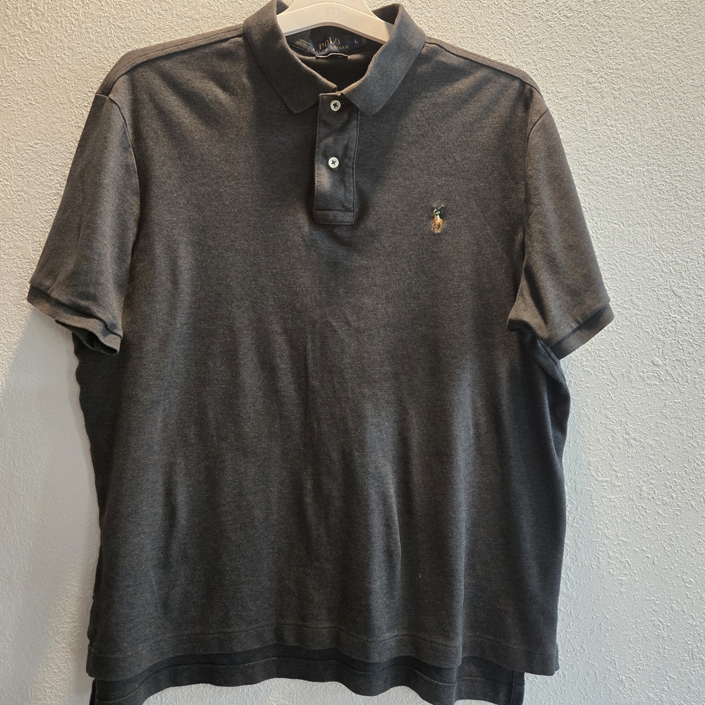 Ralph Lauren Blue Label Men's Dark Gray Polo Shirt Size Large 100 % Cotton‎ Prep